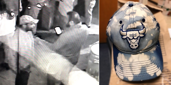 Security camera photograph of the suspect and baseball hat sheriff agava suspect