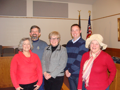 Left to right: Town Supervisor Kathy Miller, Council members Ed LaVigne, Ruth Hopkins, Deputy Supervisor Robert Cree, Andra Benson townboard2012mid